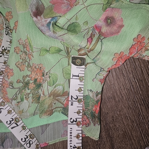 Jay Godfrey Strapless Green Floral Chiffon Romper – Size 6 - Picture 9 of 11